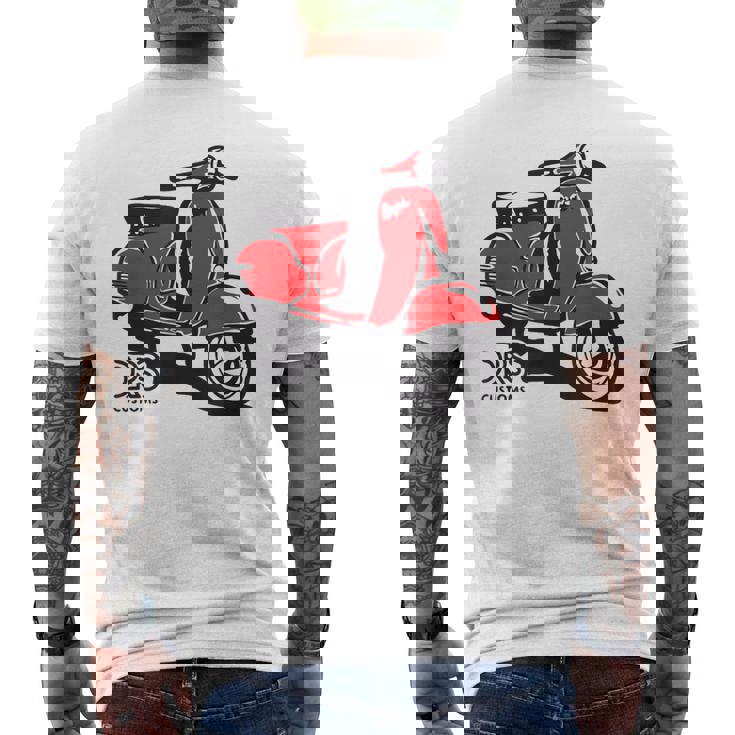 Piaggio クラシックスクーター イタリア製 ピンク メンズTシャツ バックプリント