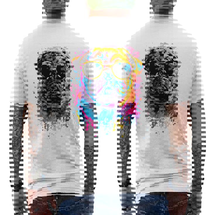 Pug Dog Lovers カラフル ポップアート パグ 長袖tシャツ メンズTシャツ バックプリント