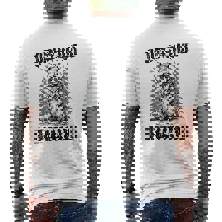 Questquad ブロッコリー 面白い 猫好き メンズTシャツ バックプリント