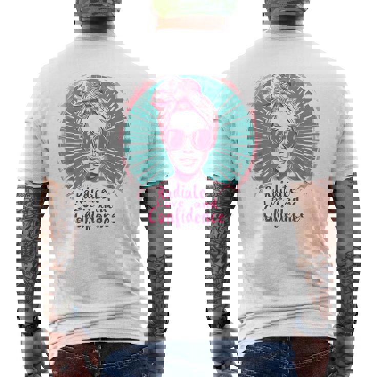 Radiate Love And Confidence Body Positive レトロ ポップアート メンズTシャツ バックプリント