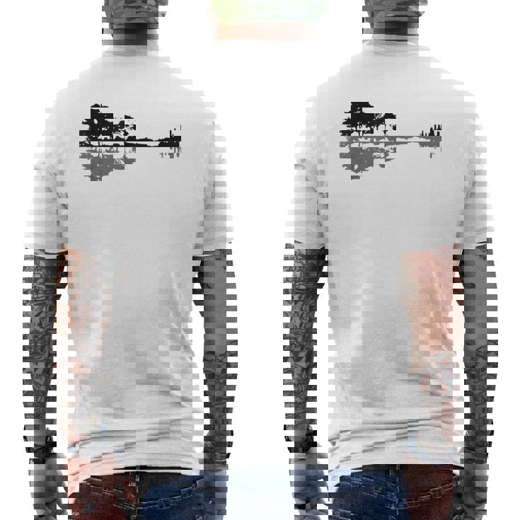 Rock Music Guitarra De La Madera Música Naturaleza Guitarra Camiseta Hombre Estampado Espalda