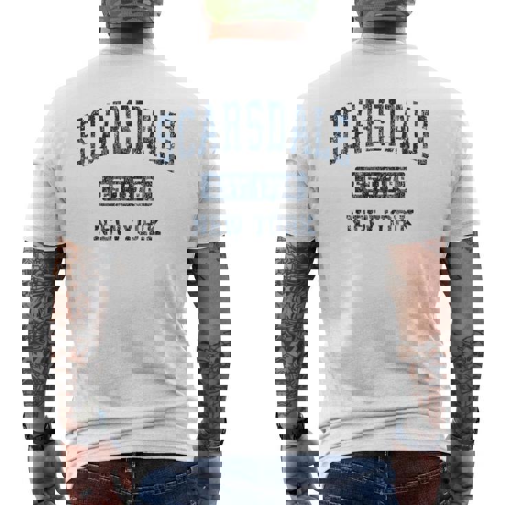 Scarsdale New York Ny ビンテージスポーツデザイン ネイビー メンズTシャツ バックプリント