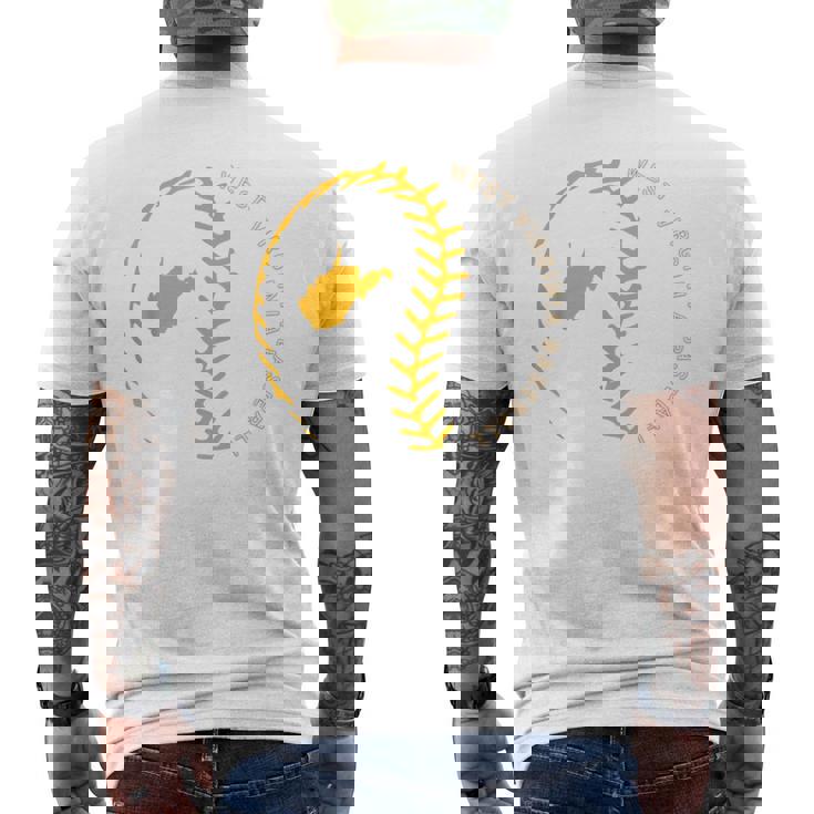 State Of West Virginia Baseball Wv Pride Baseball Threads Men's T-shirt Back Print