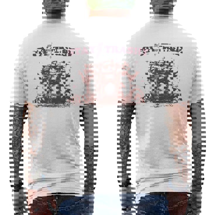 Stay Trashy Raccoon Opossum メンズTシャツ バックプリント