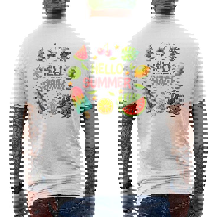 Summeribes ビーチバケーション ハローサマー トロピカル 楽しいデザイン メンズTシャツ バックプリント