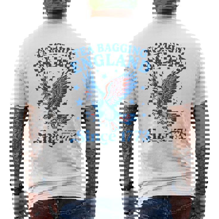 Tea Bagging England Since 1773 Patriotic Eagle 4Th Of July Men's T-shirt Back Print