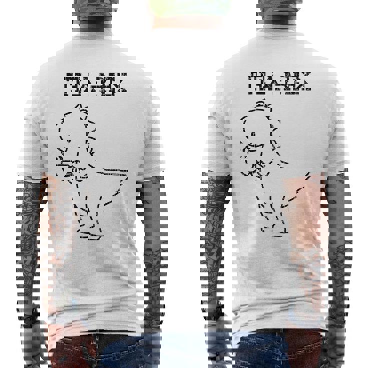 Tea-Rex おもしろドリンクグラフィック メンズTシャツ バックプリント