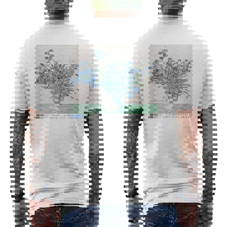Trendyincentan Gogh Irises Famous Painting 1890 メンズTシャツ バックプリント
