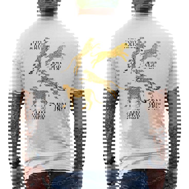 Type Of Cheetahs Breeds Collection、チータープリント、ビッグキャット メンズTシャツ バックプリント