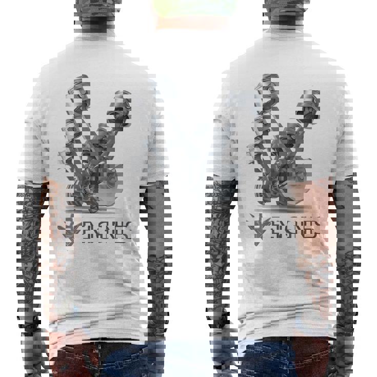 V8 エンジン メンズTシャツ バックプリント