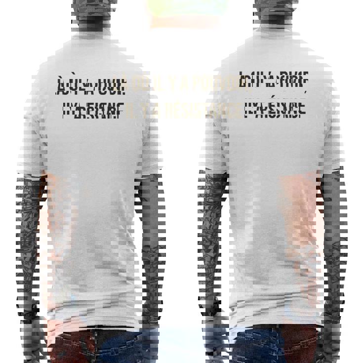 「パワーがあるところ、抵抗がある」 フーコー。 メンズTシャツ バックプリント