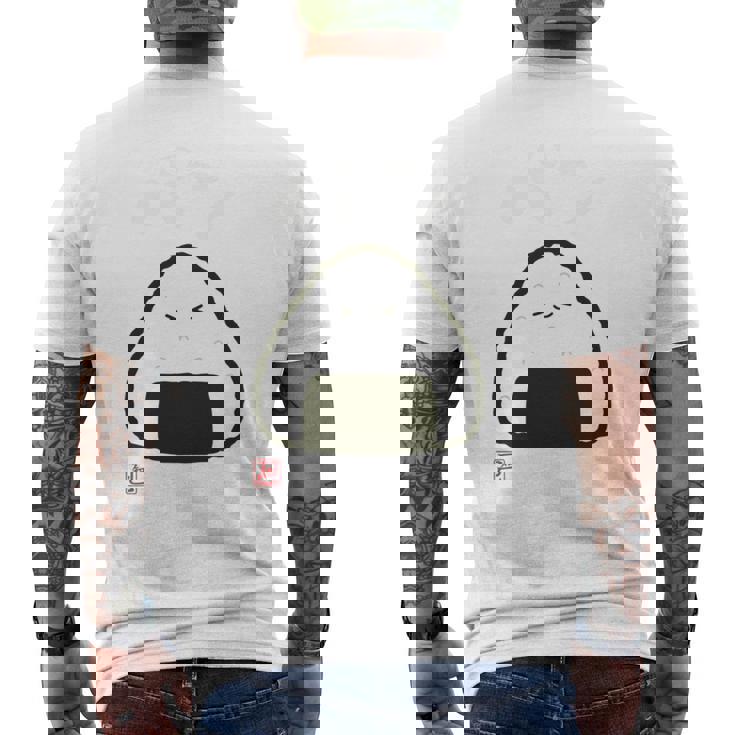 「パン-おにぎり」おもしろ 筆文字 服裏側 面白い文字入り 長袖tシャツ メンズTシャツ バックプリント
