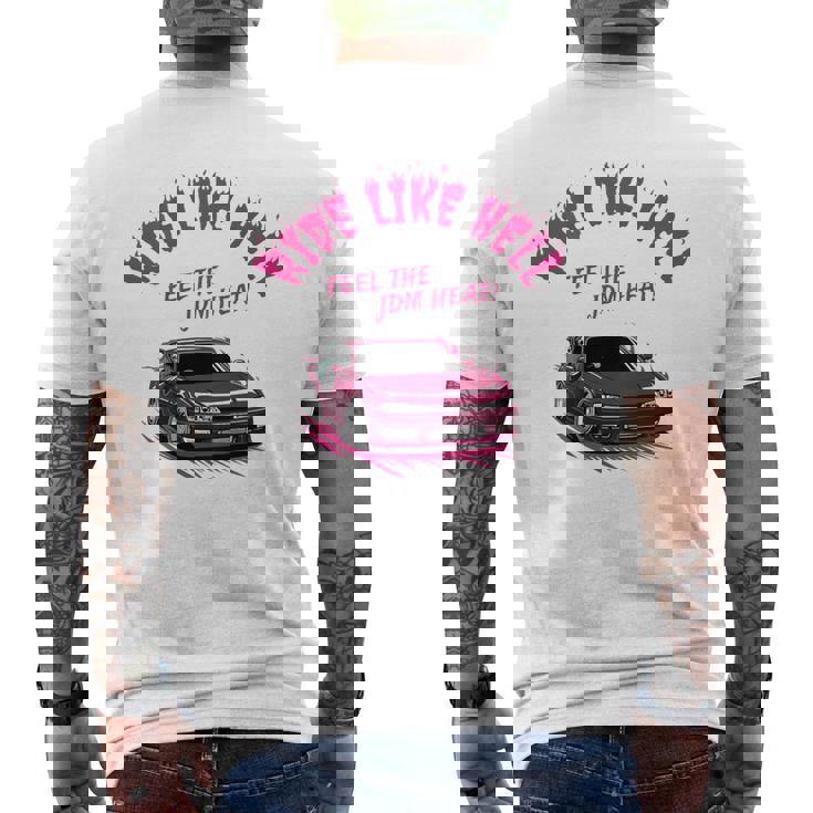 【バックプリント】シルビア 240Sx14 ドリフト ハードチューン 悪魔 死神 骸骨 ドクロ 走り 峠 メンズTシャツ バックプリント