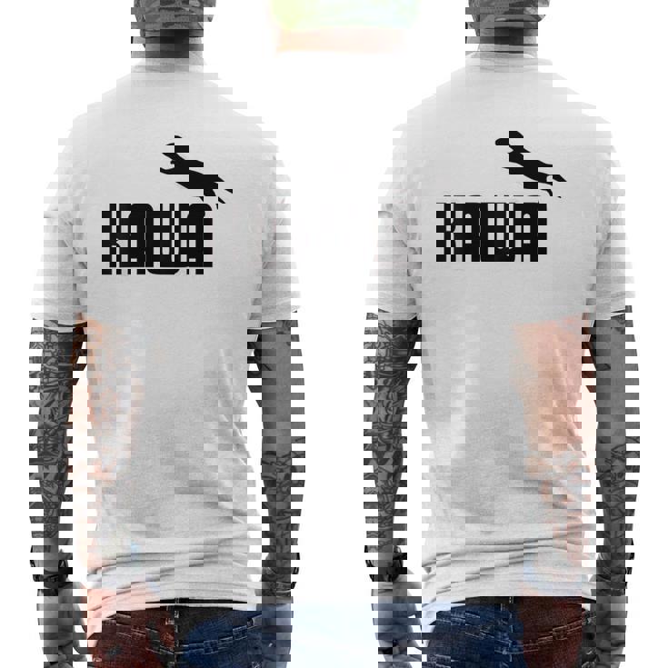 【バックプリント・背中側】Kawa カーワ《ブラック 黒》コツメカワウソ スポーツ ブランド パロディ 面白い かわいい メンズTシャツ バックプリント