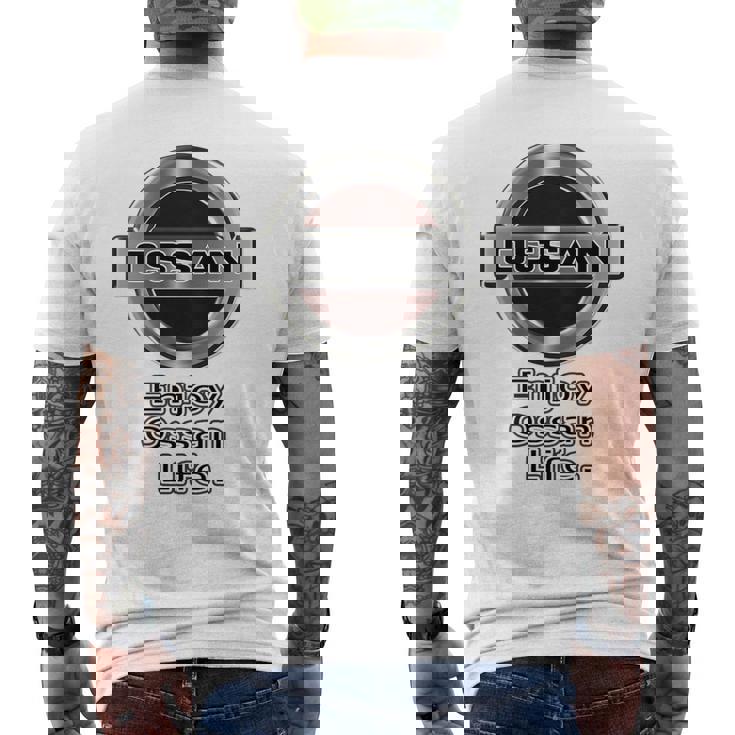 【バックプリント・背中側】Ossan おっさん（車好き ロゴ エンブレム パロディ）【変なデザイン屋さん】文字 面白い メンズTシャツ バックプリント