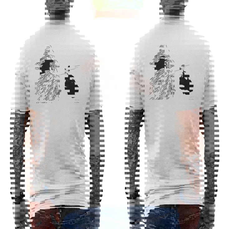 【映画】クレヨンしんちゃん 嵐を呼ぶ 夕陽のカスカベボーイズ コミックタッチ モノクロ メンズTシャツ バックプリント