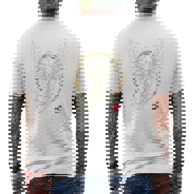 【背中側デザイン】日本文化 鳳凰デザイン 幸運を願うお守り 長袖tシャツ メンズTシャツ バックプリント