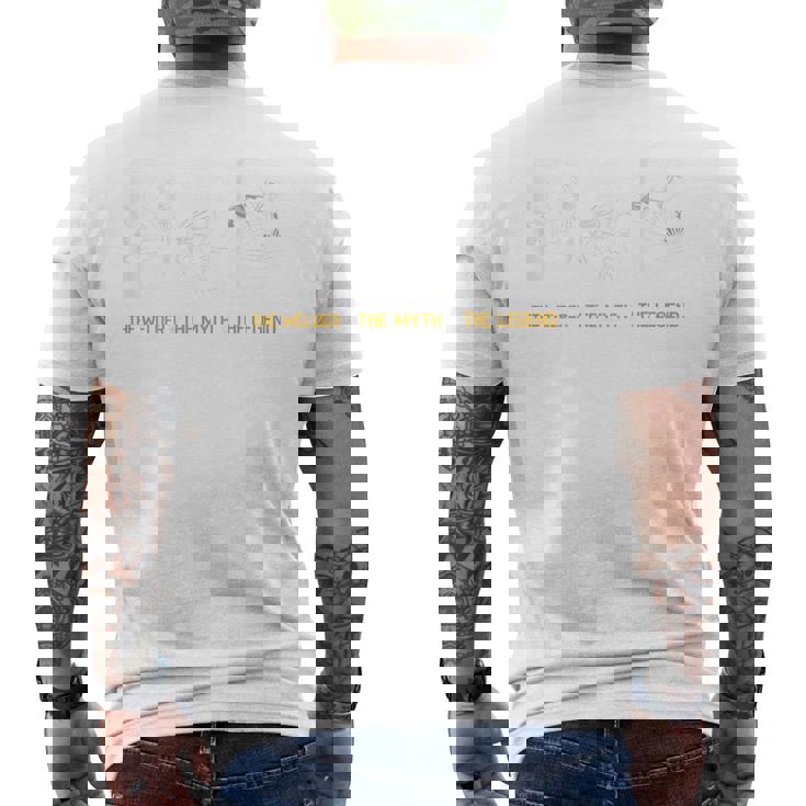 メンズ バックプリント お父さん 溶接工 神話 伝説 メンズTシャツ バックプリント