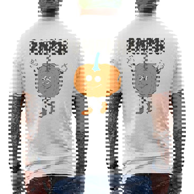 かぼちゃ Pumpkin キャラクター 顔 イラスト かわいい おもしろ シンプル ゆるい 野菜 ゆるキャラ メンズTシャツ バックプリント