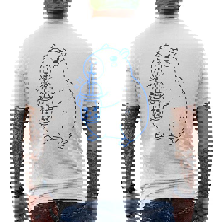 かわいい カピバラ ノベルティ グラフィック ボバティー ミルクセーキ ミルクティー メンズTシャツ バックプリント