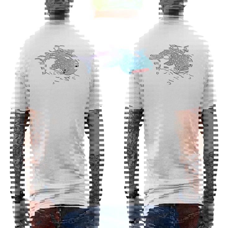 かわいい カワイイ エステ ブルー ジンベラ サメ 海 ギフト メンズTシャツ バックプリント