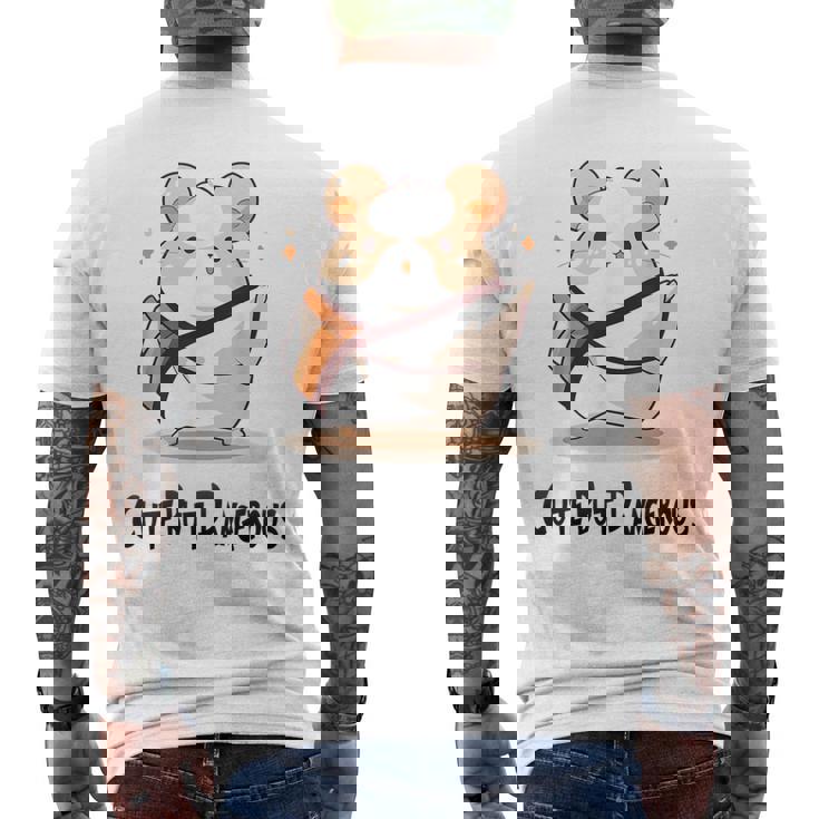 かわいいけど危険な面白いハムスター空手 メンズTシャツ バックプリント