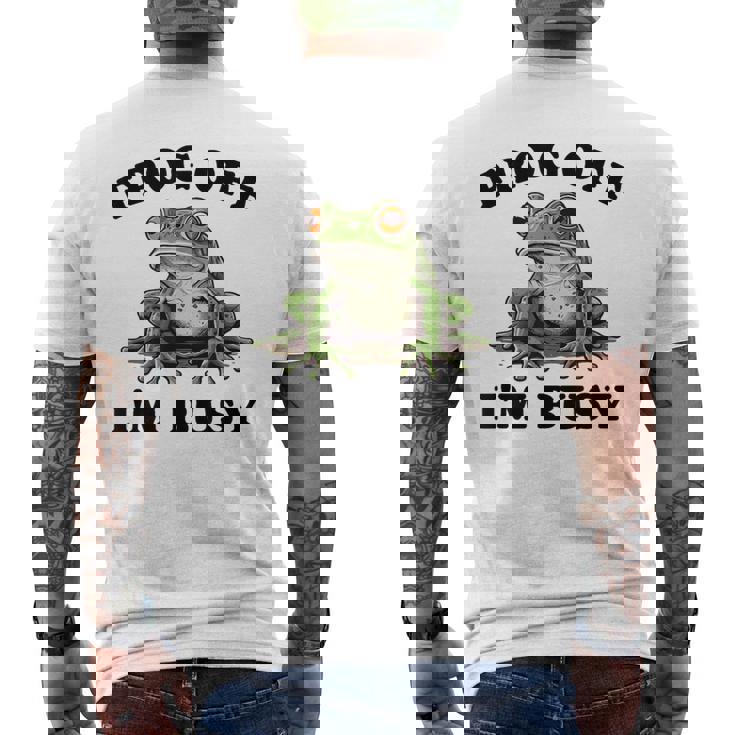 かわいいカエルデザイン メンズTシャツ バックプリント