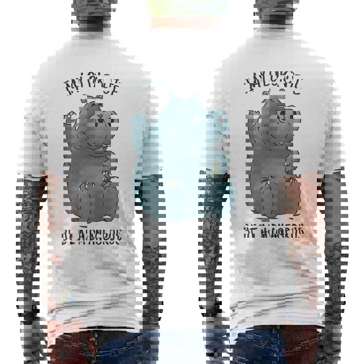 かわいいグレーカバ メンズTシャツ バックプリント