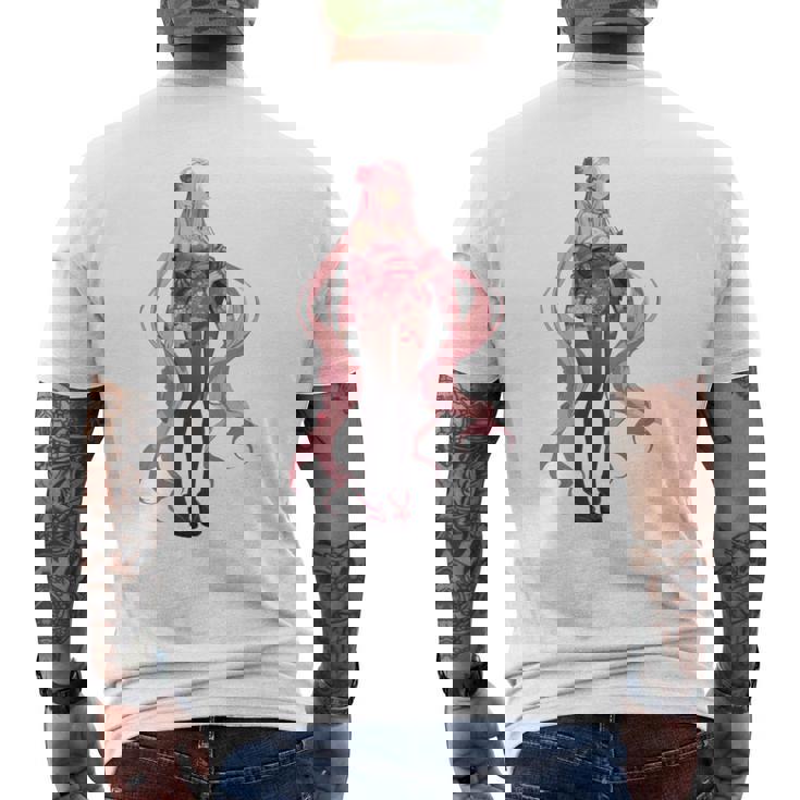 かわいい和風和風ピンク 長袖tシャツ メンズTシャツ バックプリント