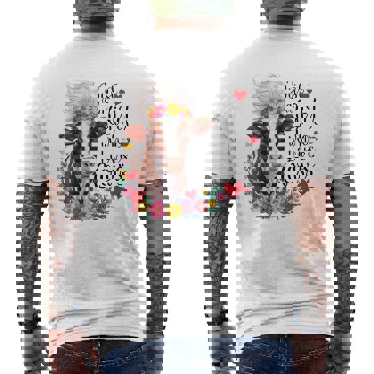 かわいい牛 ただの牛を愛する少女 長袖tシャツ メンズTシャツ バックプリント