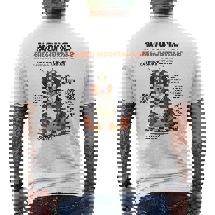 かわいい犬の説明 バーニーズ・マウンテン・ドッグの解剖学 メンズTシャツ バックプリント