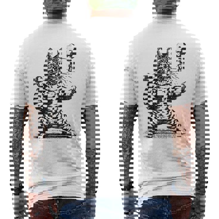 かわいい猫 太極拳 武道 陰陽 メンズTシャツ バックプリント