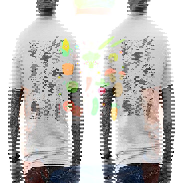 かわいい野菜 かわいい野菜 ヘルシーフード 食べる ビーガン メンズTシャツ バックプリント