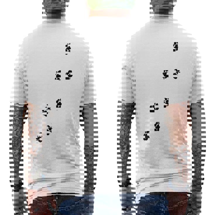 かわいい面白い猫の足跡 メンズTシャツ バックプリント