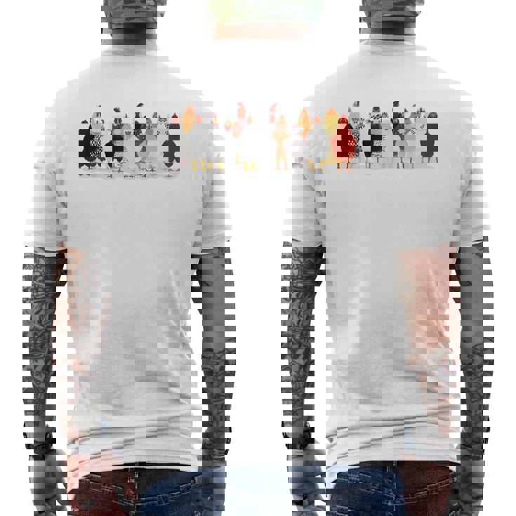 かわいい鶏 洋画 恋 春 パステル メンズTシャツ バックプリント