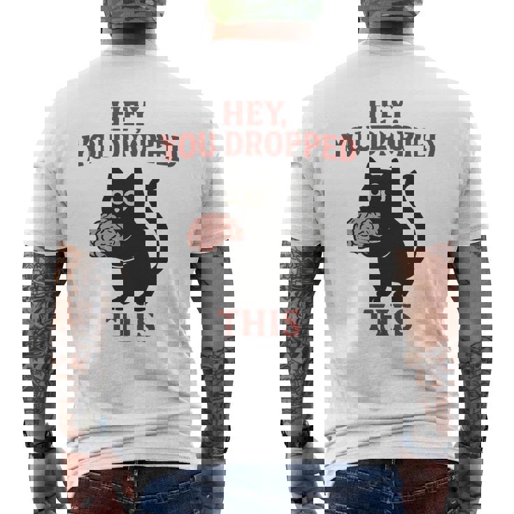 この脳みそのかわいい黒猫のミームを落とした 長袖tシャツ メンズTシャツ バックプリント