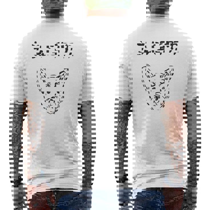 こんにチワワ 犬好き おもしろ ダジャレ 犬の飼い主 チワワ好き チワワの飼い主 おやじギャグ 愛犬家 チワワ メンズTシャツ バックプリント