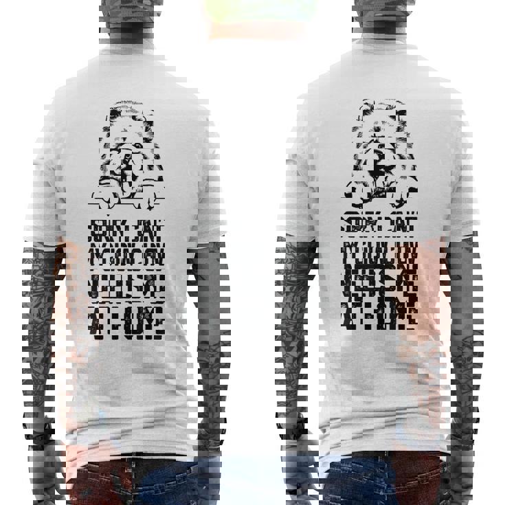 ごめんなさい、チャウチャウには家に私が必要です、チャウチャウのお父さん メンズTシャツ バックプリント