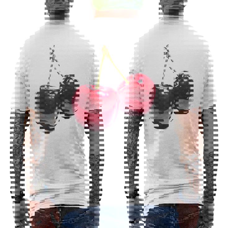 さくらんぼ フルーツ モチーフ イラスト さくらんぼ メンズTシャツ バックプリント