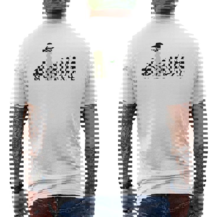 じんるいのしんか 人類の進化 Ufo Alien Human Evolution メンズTシャツ バックプリント