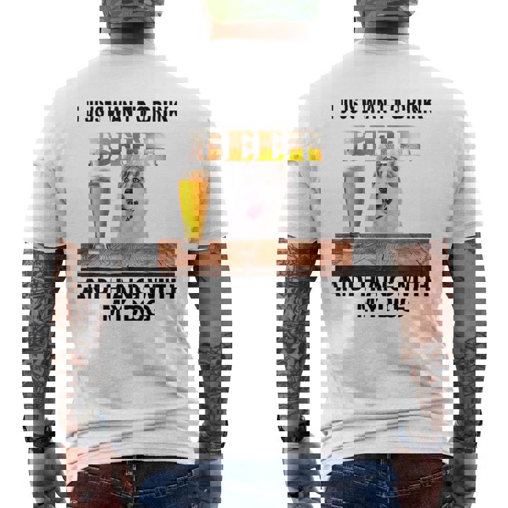 ただビール飲みたい&吊るしw おれのシベリアンハスキー メンズTシャツ バックプリント