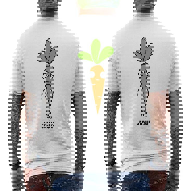 にんじん 人参 顔 イラスト かわいい おもしろ 簡単 シンプル ゆるい 野菜 メンズTシャツ バックプリント