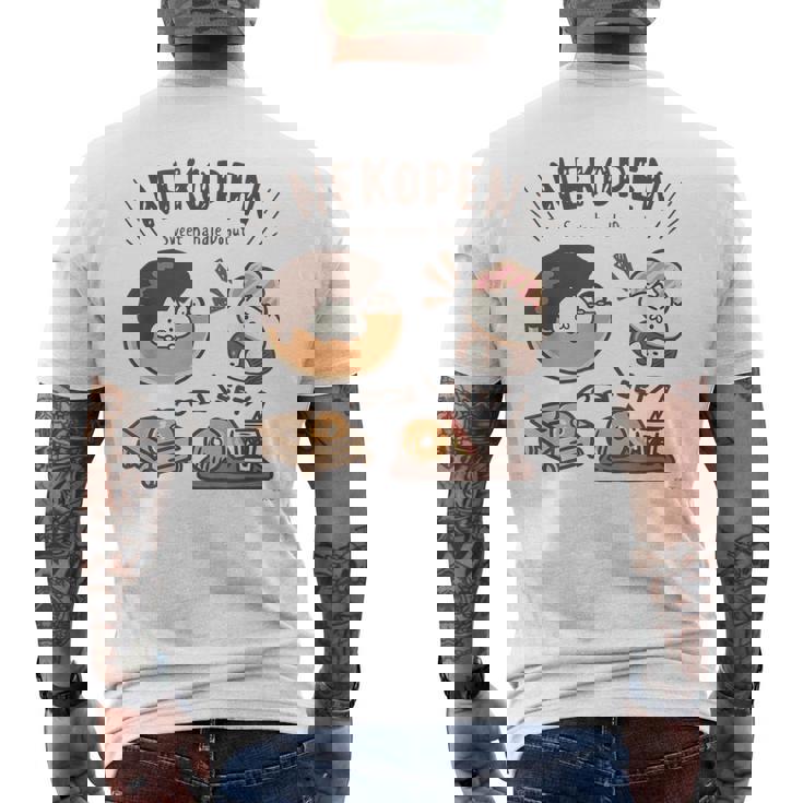 ねこぺん日和 ドーナツ メンズTシャツ バックプリント