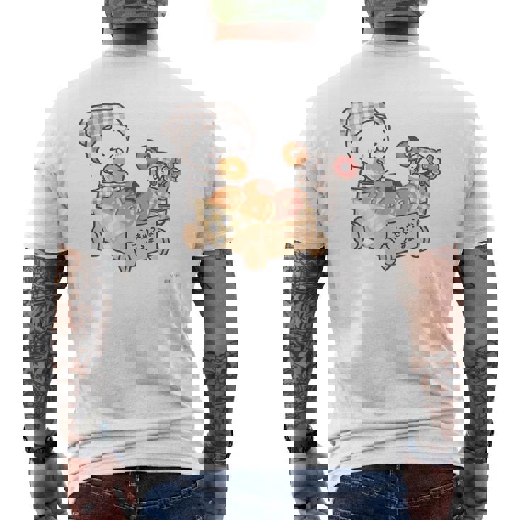 ねこぺん日和 ドーナツたくさん メンズTシャツ バックプリント