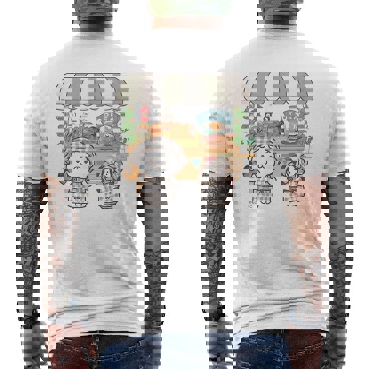 ねこぺん日和 ドーナツワゴン メンズTシャツ バックプリント