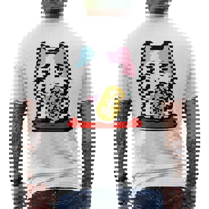 びーえするるる【Bsテレ東公式】まねきねこイラストtシャツ（ホワイト） メンズTシャツ バックプリント