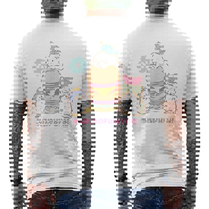 まるもふびより ハンバーガー メンズTシャツ バックプリント