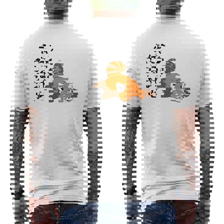 やればできるけどやらない レッサーパンダデザイン メンズTシャツ バックプリント