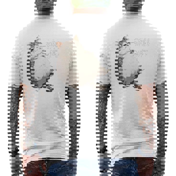 わがままボディ 猫 ねこ 太ったねこ ぽっちゃり 好ねこき かわいい おもしろ 面白い メンズTシャツ バックプリント