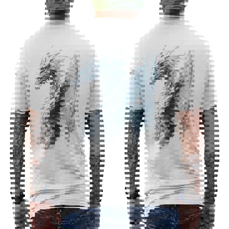 アイスドラゴン グラフィック 神話アート アイスドラゴン メンズTシャツ バックプリント